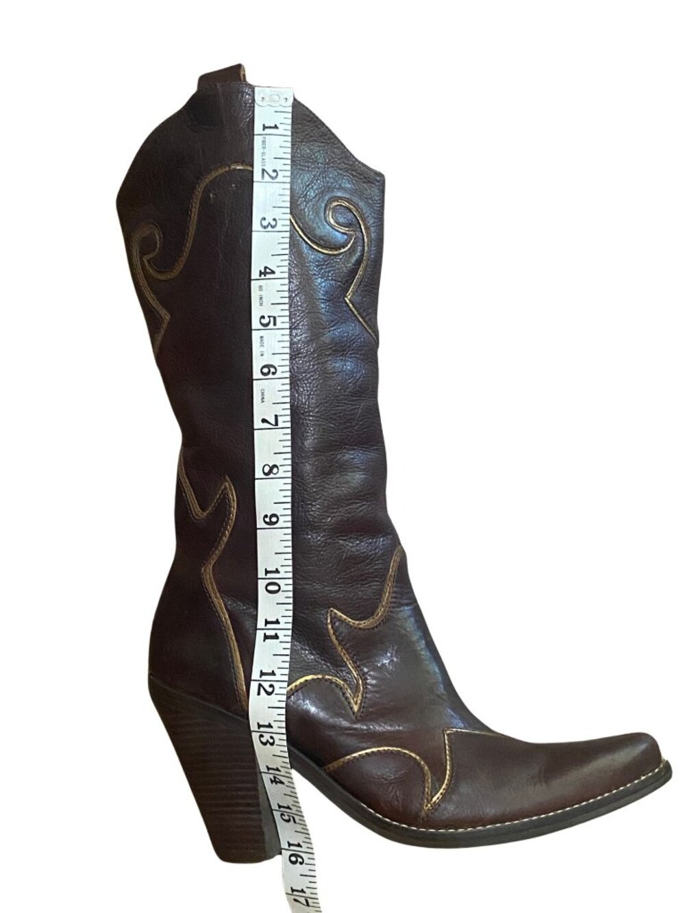Penny Loves Kenny Rodeo Drive Brown Leather Western Boots Size 8 - Picture 8 of 13